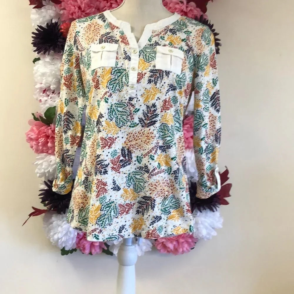 Kim Rogers Leaves Tee Size Small